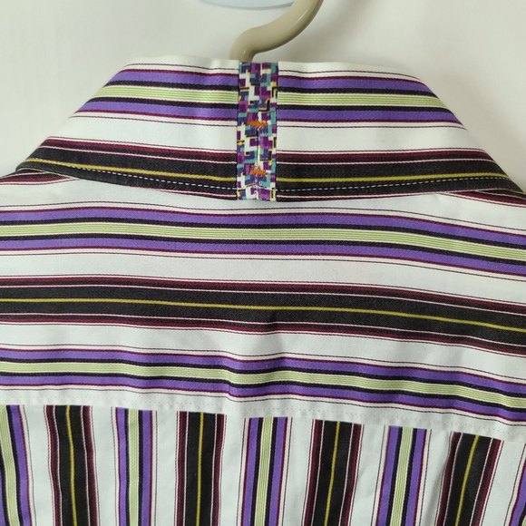 Robert Graham X Collection Multicolor Striped Shirt XL Tailored Fit Flip Cuffs - Picture 9 of 11